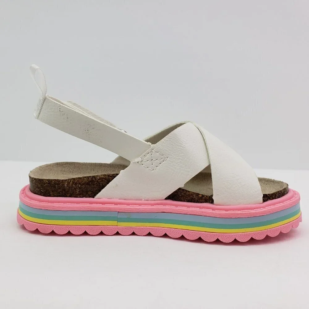 NEW Carters Cindy Baby Girl Size 5 White Pink Footbed Platform Sandals CS22L05B